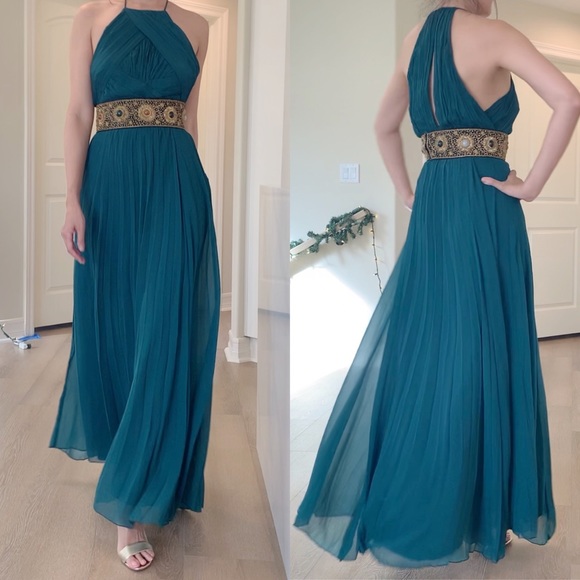 ASOS Dresses & Skirts - ASOS DESIGN Pleated Textured Halter-neck Gown.
